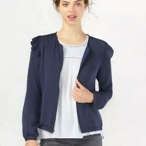 LC Lauren Conrad Navy Ruffle Shoulder Zip Jacket - Size 6